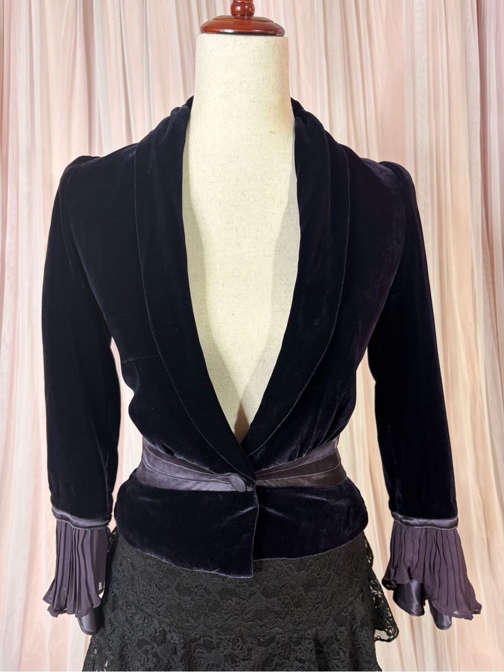 Twinkle by Wenlan Black Satin Dress or Jacket with Red Logo Tag